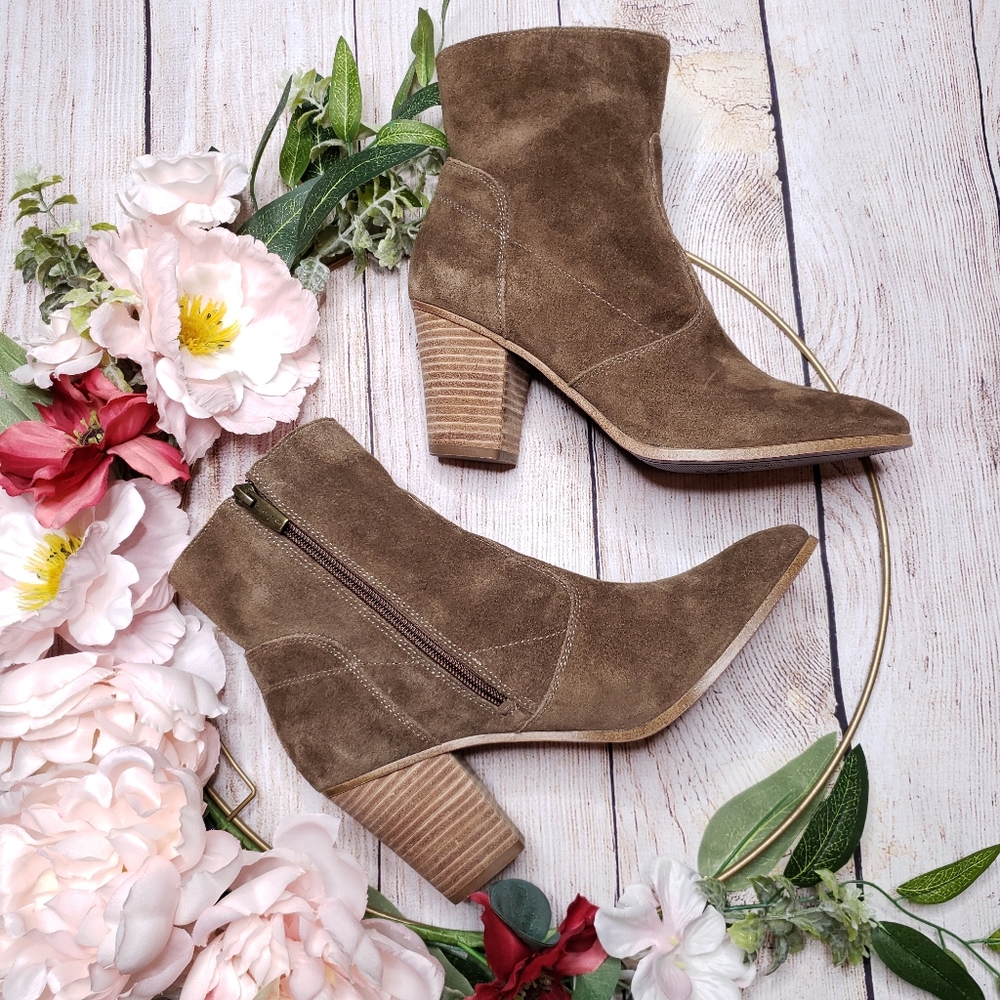 Vince Camuto Tan Suede Ankle Boots - Picture 2 of 7